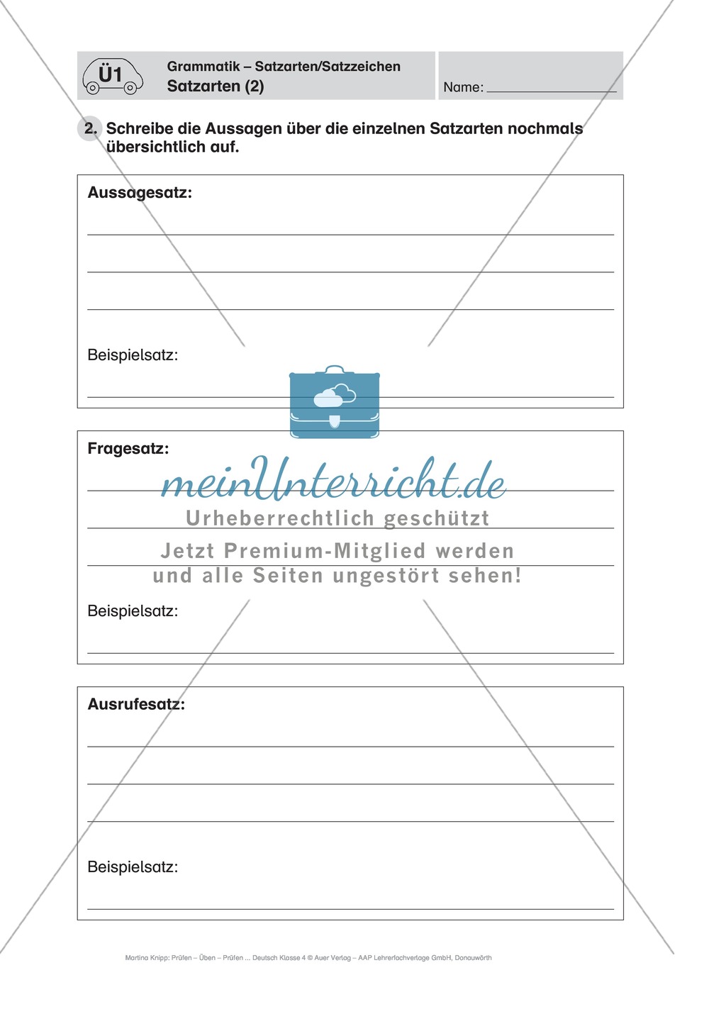 Deutsch-Fahrschule: Übungen zu den drei Haupt-Satzarten Preview 2