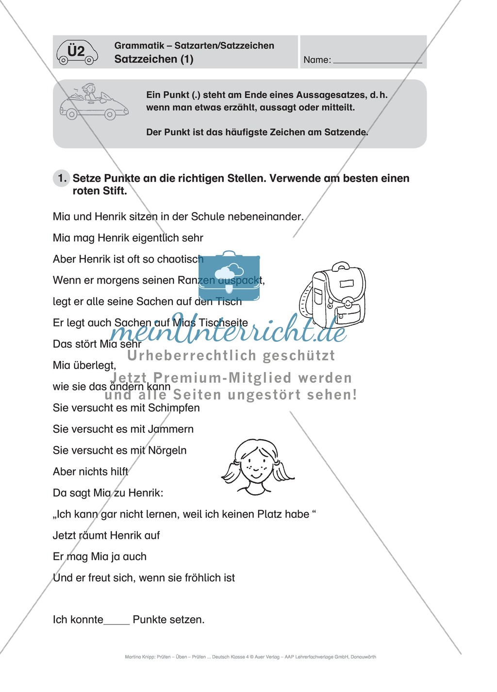 Deutsch-Fahrschule: Übungen zu Satzzeichen Preview 1