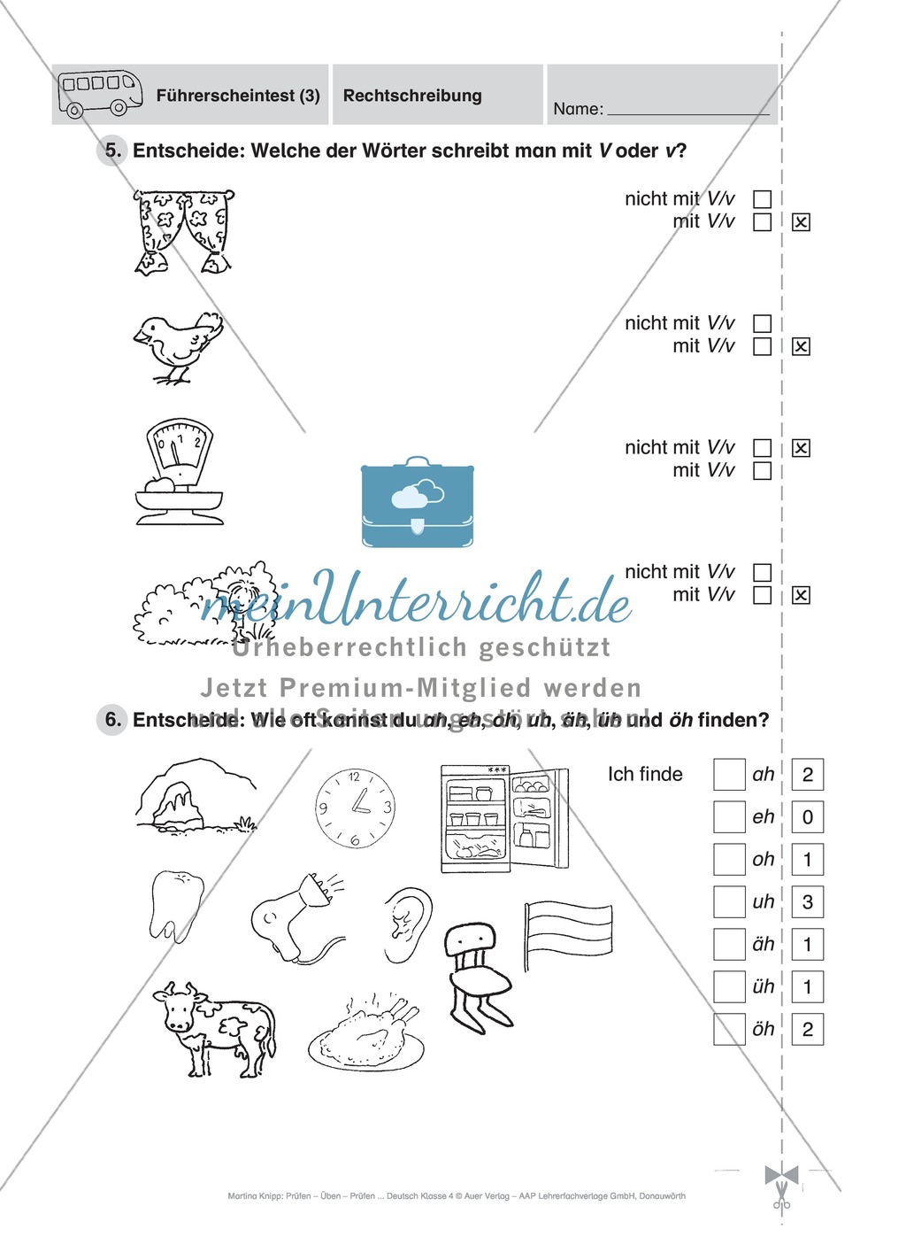 Rechtschreibung: Wörter mit V/v und Wörter mit Umlauten Preview 1