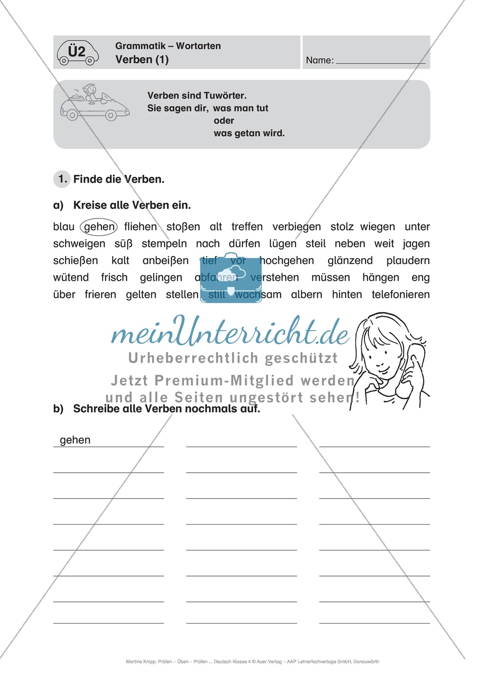 Grammatik-Wortarten: Verben erkennen und konjugieren Preview 1