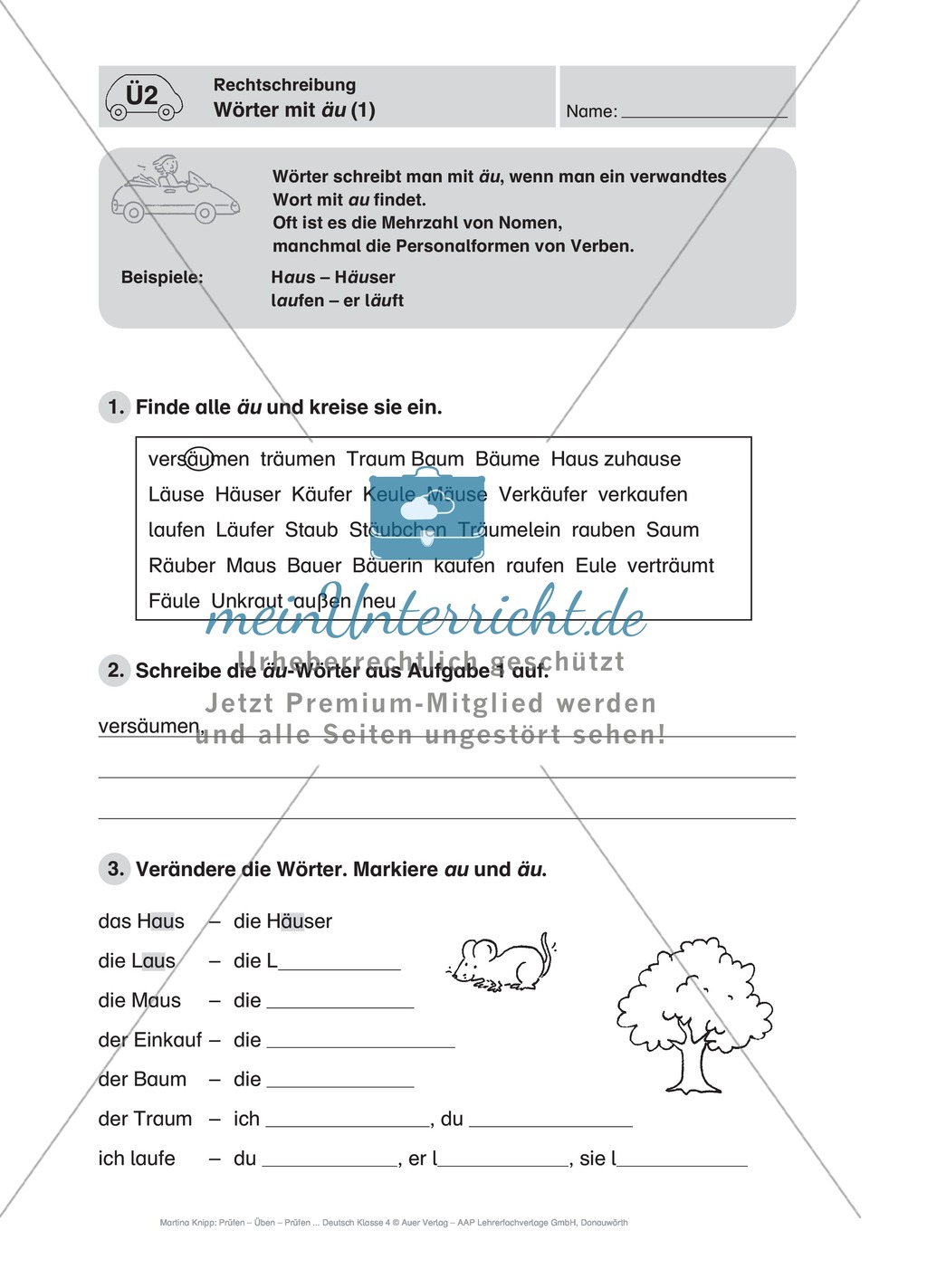 Deutsch-Führerschein: Wörter mit äu richtig schreiben Preview 1