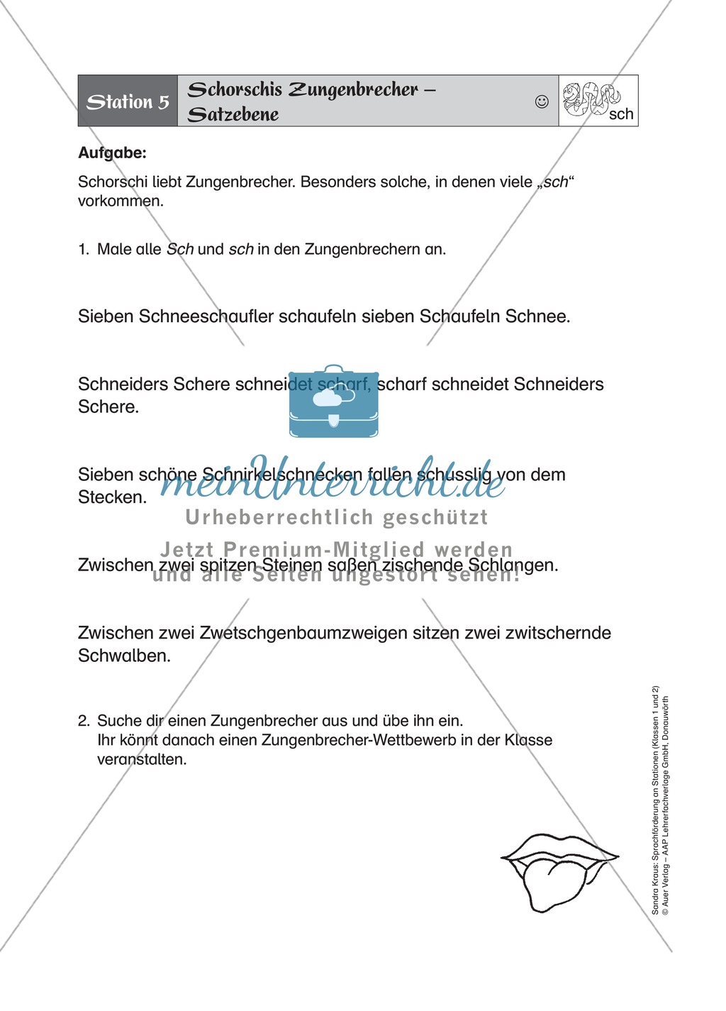 Arbeit an Stationen zum Sch-Laut: Zungenbrecher Preview 1