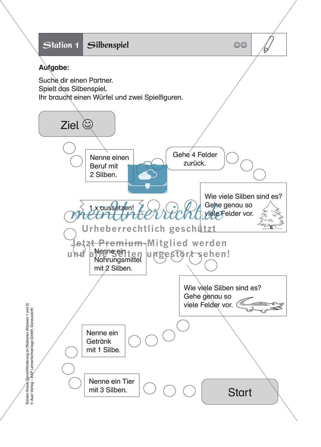 Grammatikübungen an Stationen - Station 1: Silbenspiel Preview 1