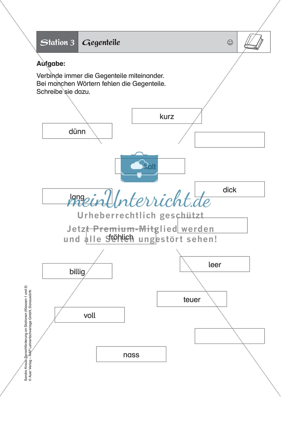 Wortschatzerweiterung an Stationen: Gegenteile finden Preview 1