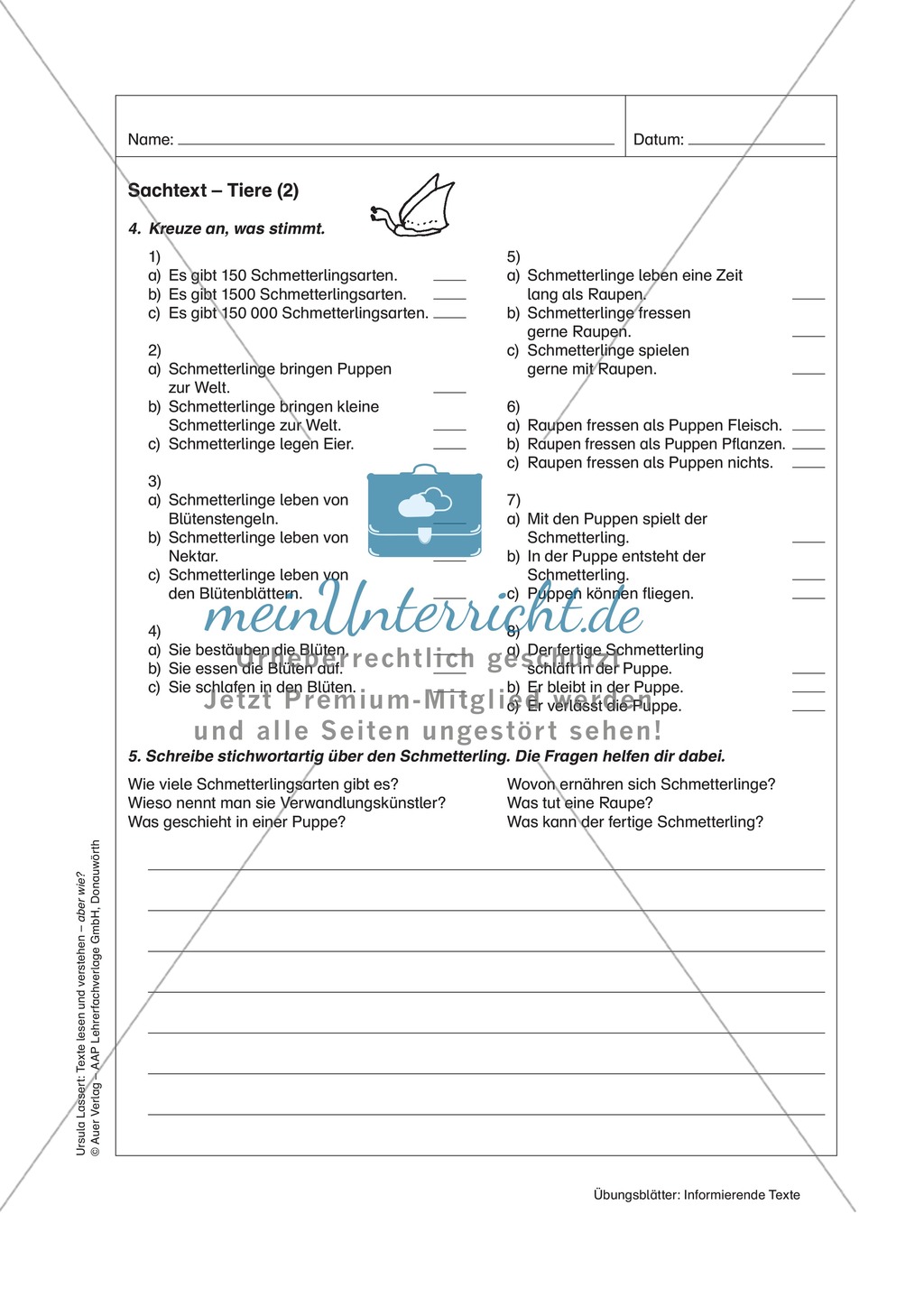 Informierende Texte lesen und verstehen: Einen Sachtext über Tiere erschließen Preview 2