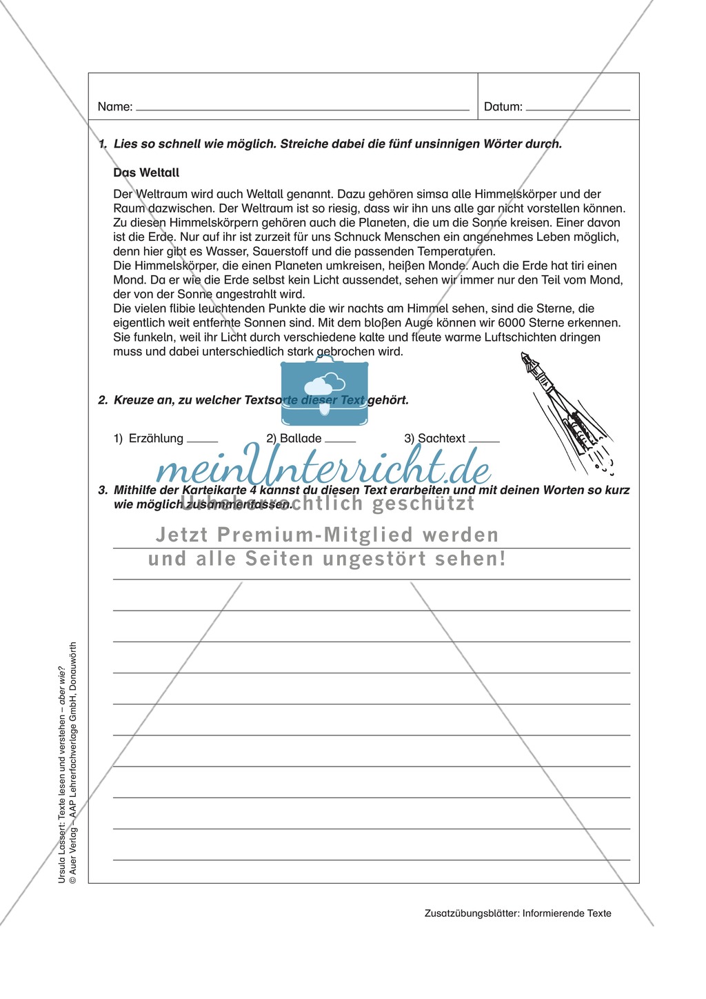 Informierende Texte lesen und verstehen: Einen Sachtext zum Thema