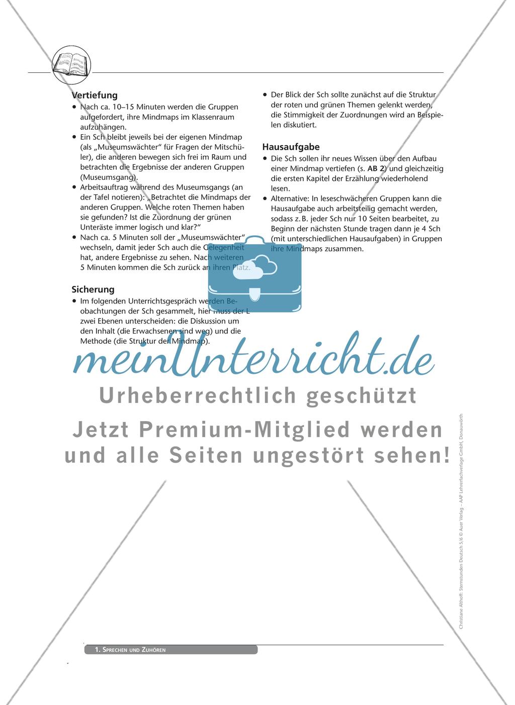 Sprechen und Zuhören: Mindmapping am Beispiel der Erzählung