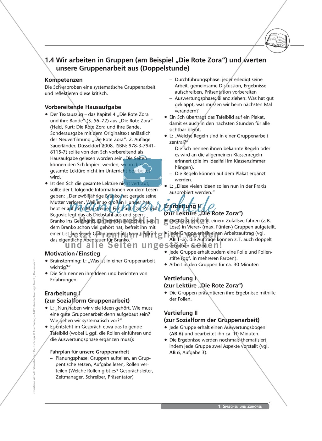 Sprechen und Zuhören: Gruppenarbeit am Beispiel