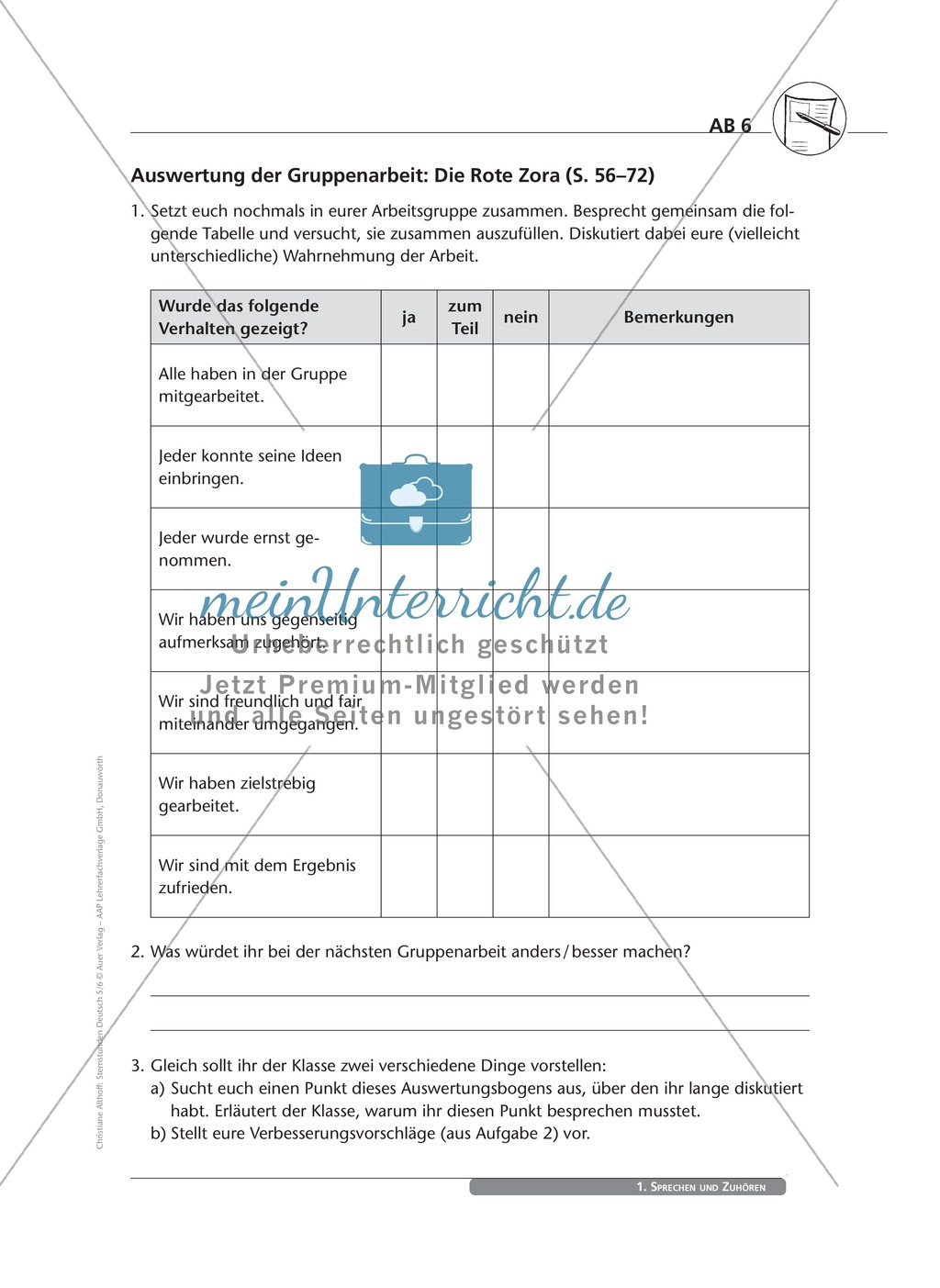 Sprechen und Zuhören: Gruppenarbeit am Beispiel