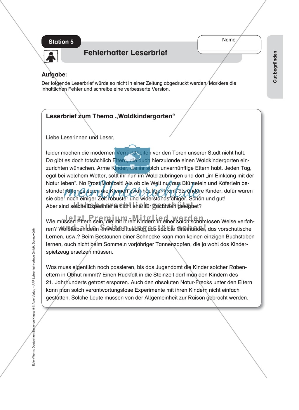 Standpunkte analysieren und vertreten: Streitgespräch, Rollenspiel, Leserbrief Preview 3