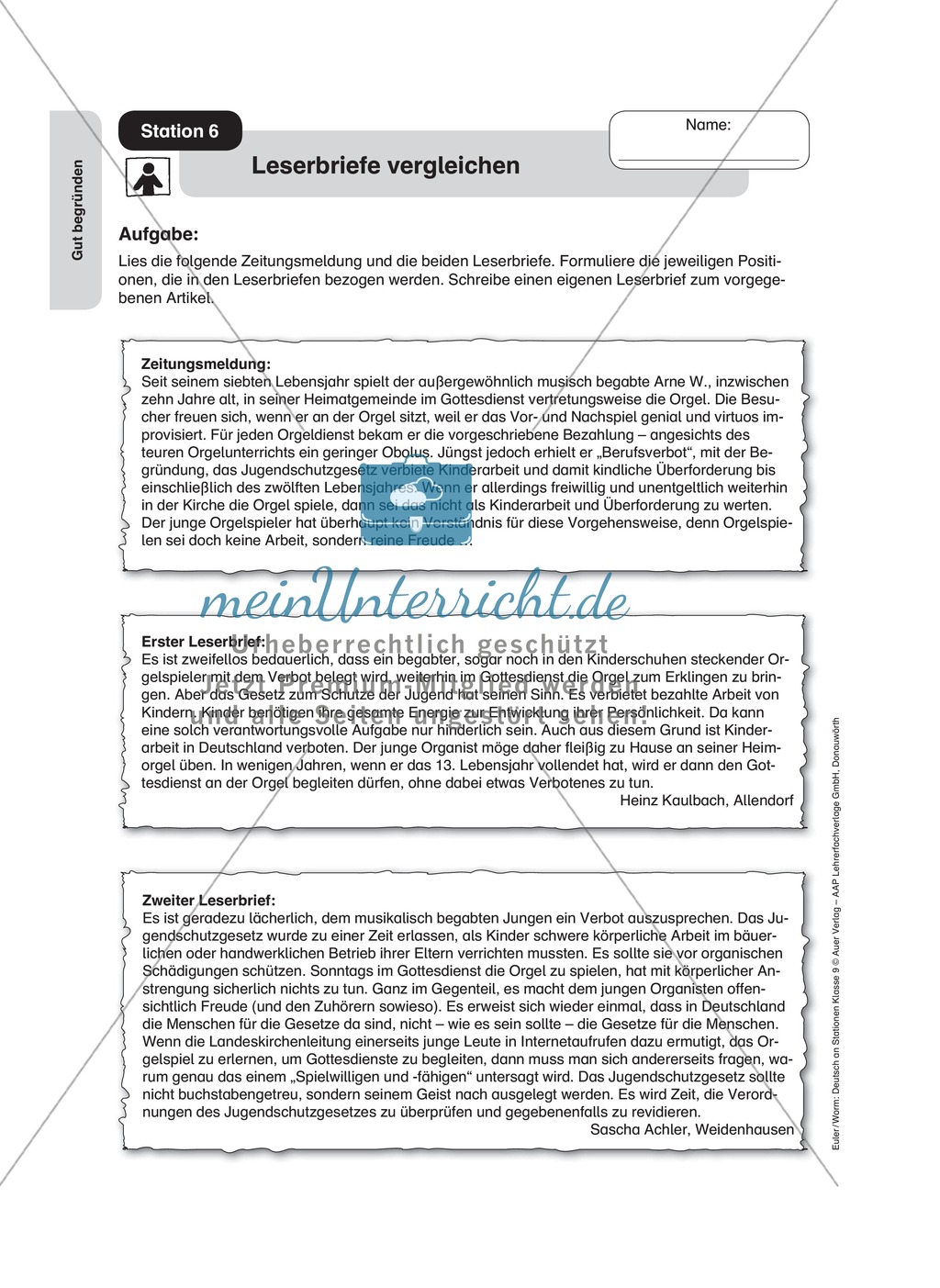 Standpunkte analysieren und vertreten: Streitgespräch, Rollenspiel, Leserbrief Preview 4