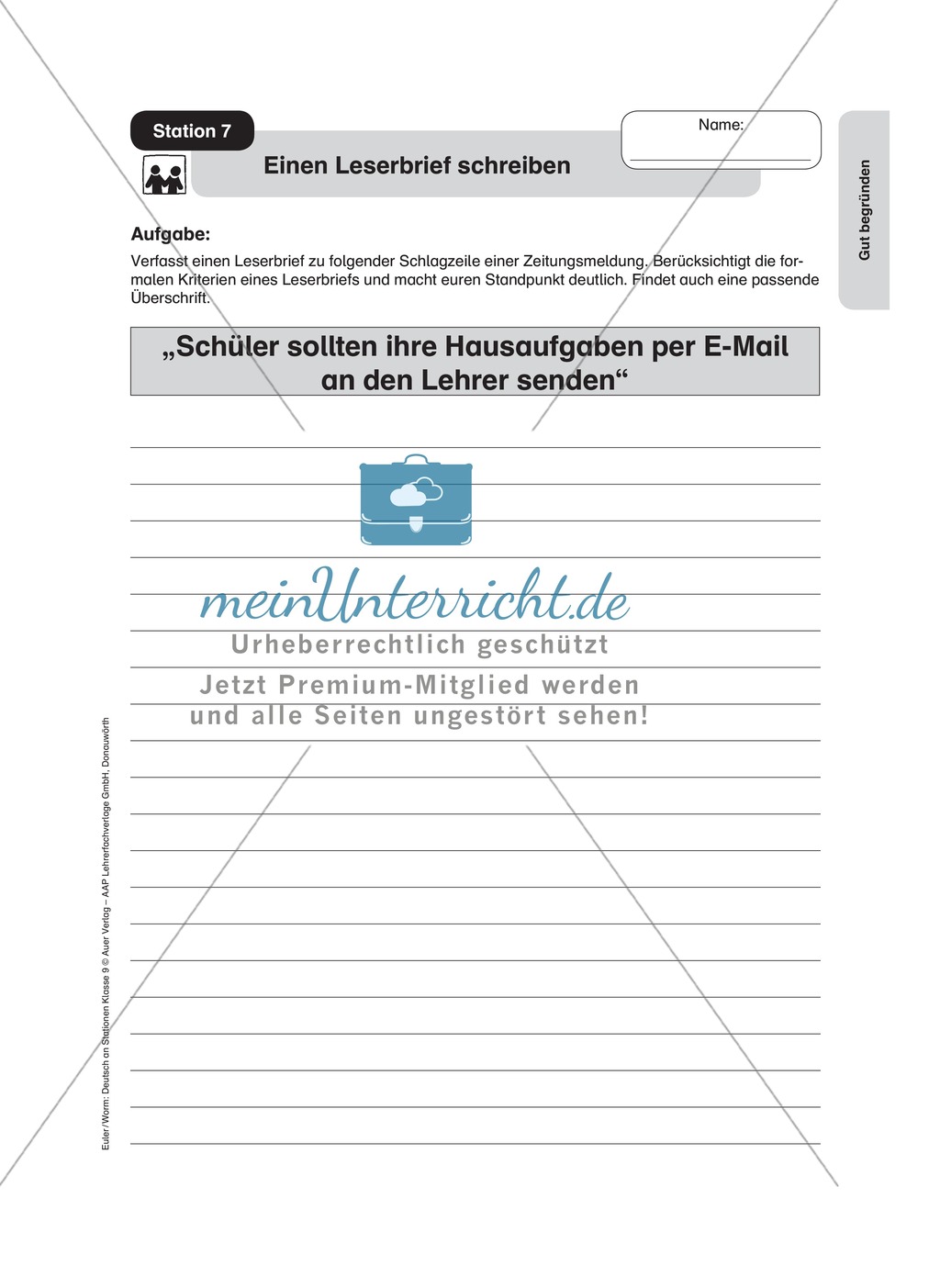 Standpunkte analysieren und vertreten: Streitgespräch, Rollenspiel, Leserbrief Preview 5