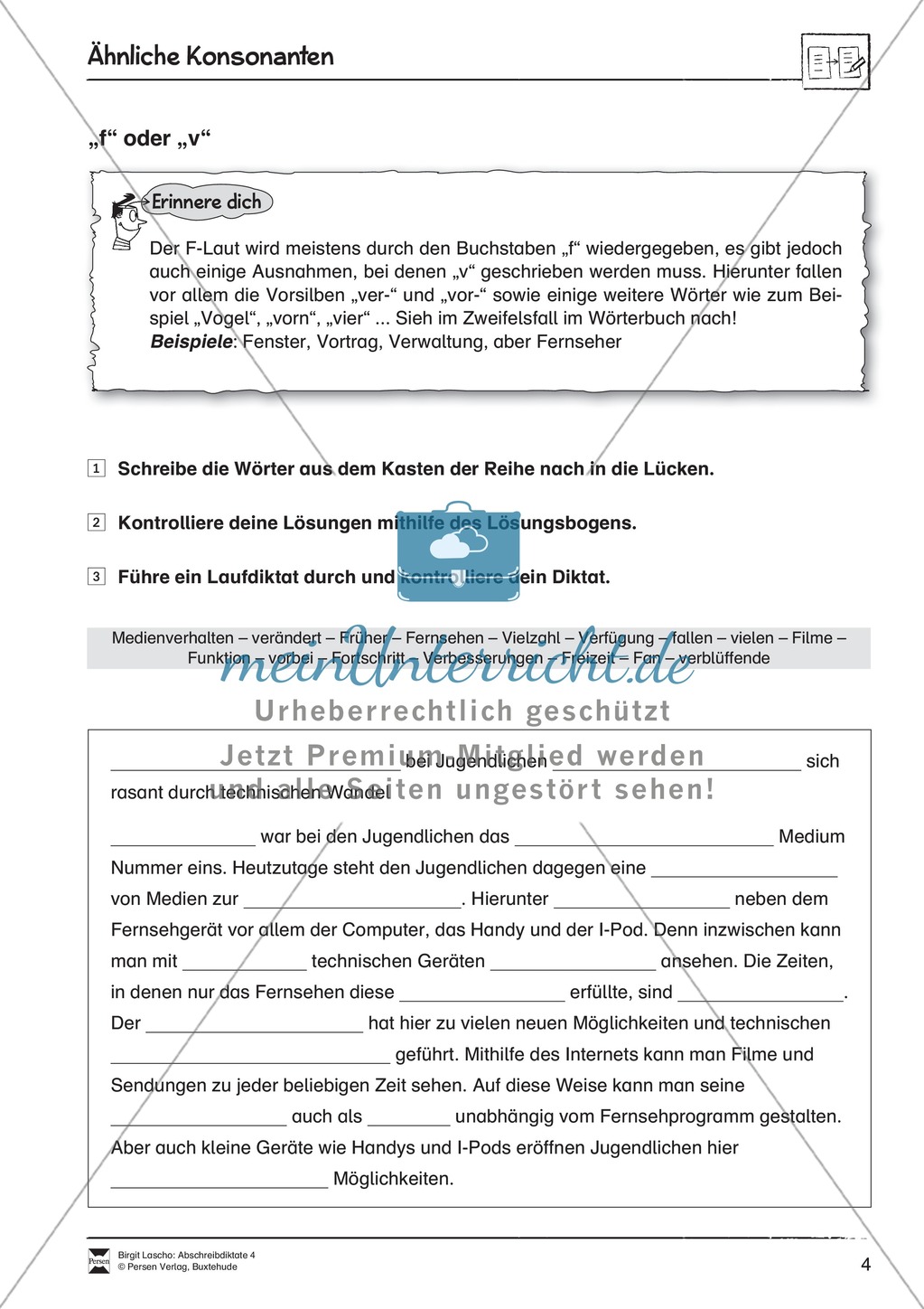 Abschreibdiktate: Lückentexte zu ähnlichen Konsonanten Preview 4