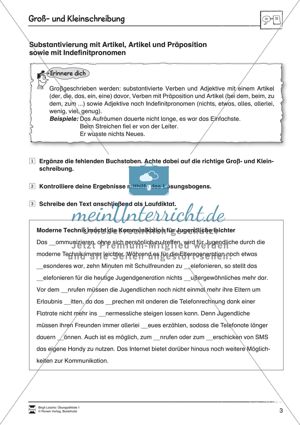 Übungsdiktate: Groß- und Kleinschreibung Preview 3