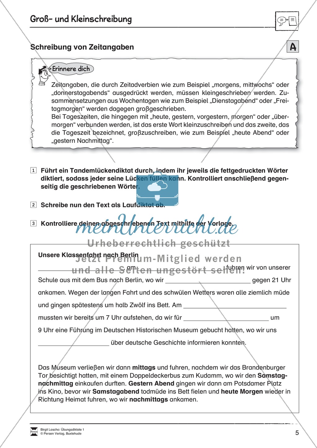 Übungsdiktate: Groß- und Kleinschreibung Preview 5