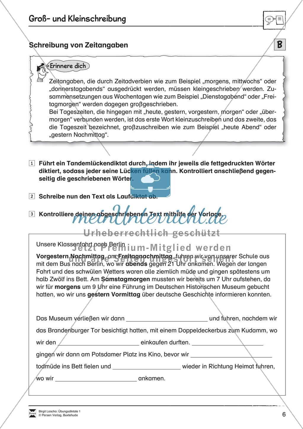 Übungsdiktate: Groß- und Kleinschreibung Preview 6