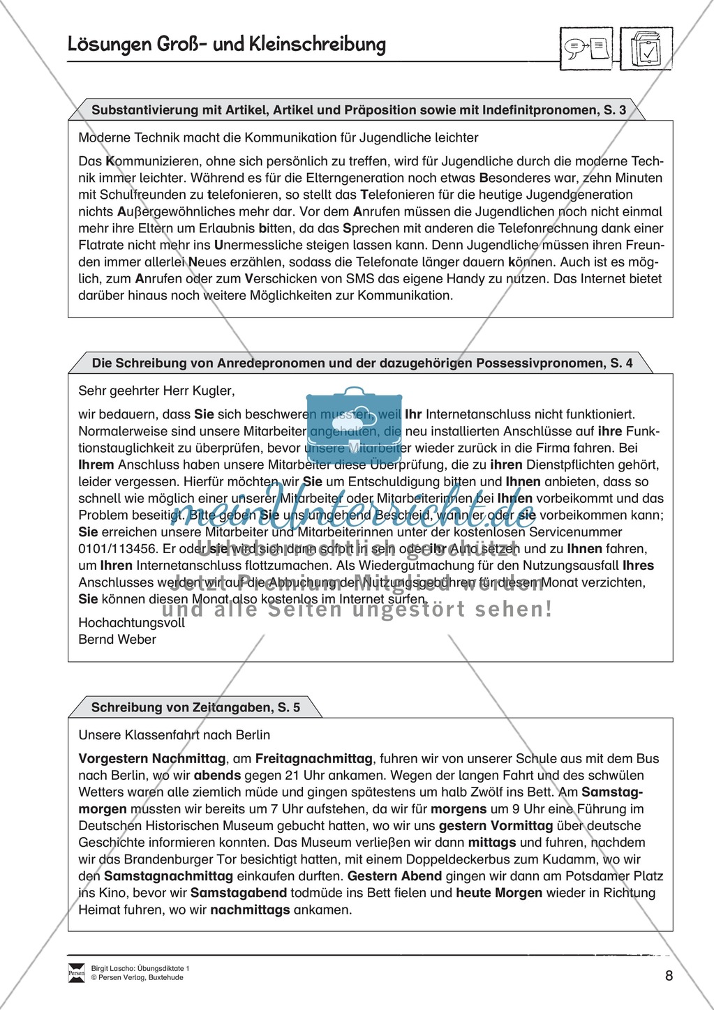 Übungsdiktate: Groß- und Kleinschreibung Preview 8