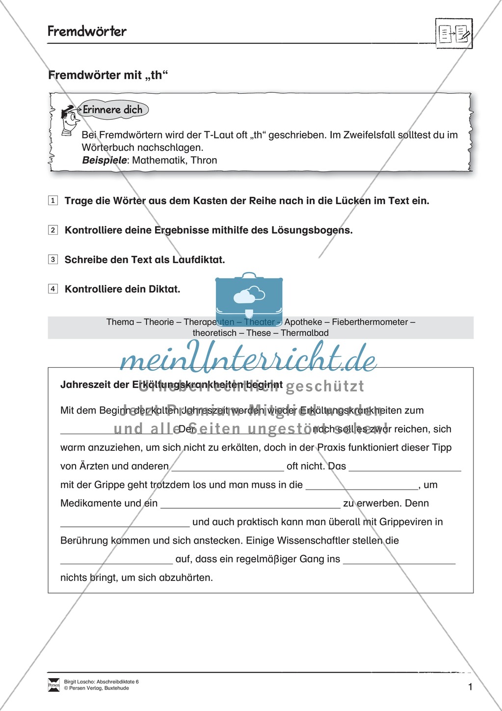 Abschreibediktate: Fremdwörter mit