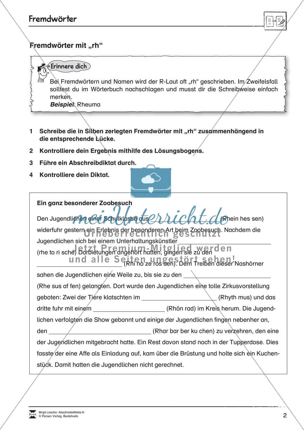 Abschreibediktate: Fremdwörter mit