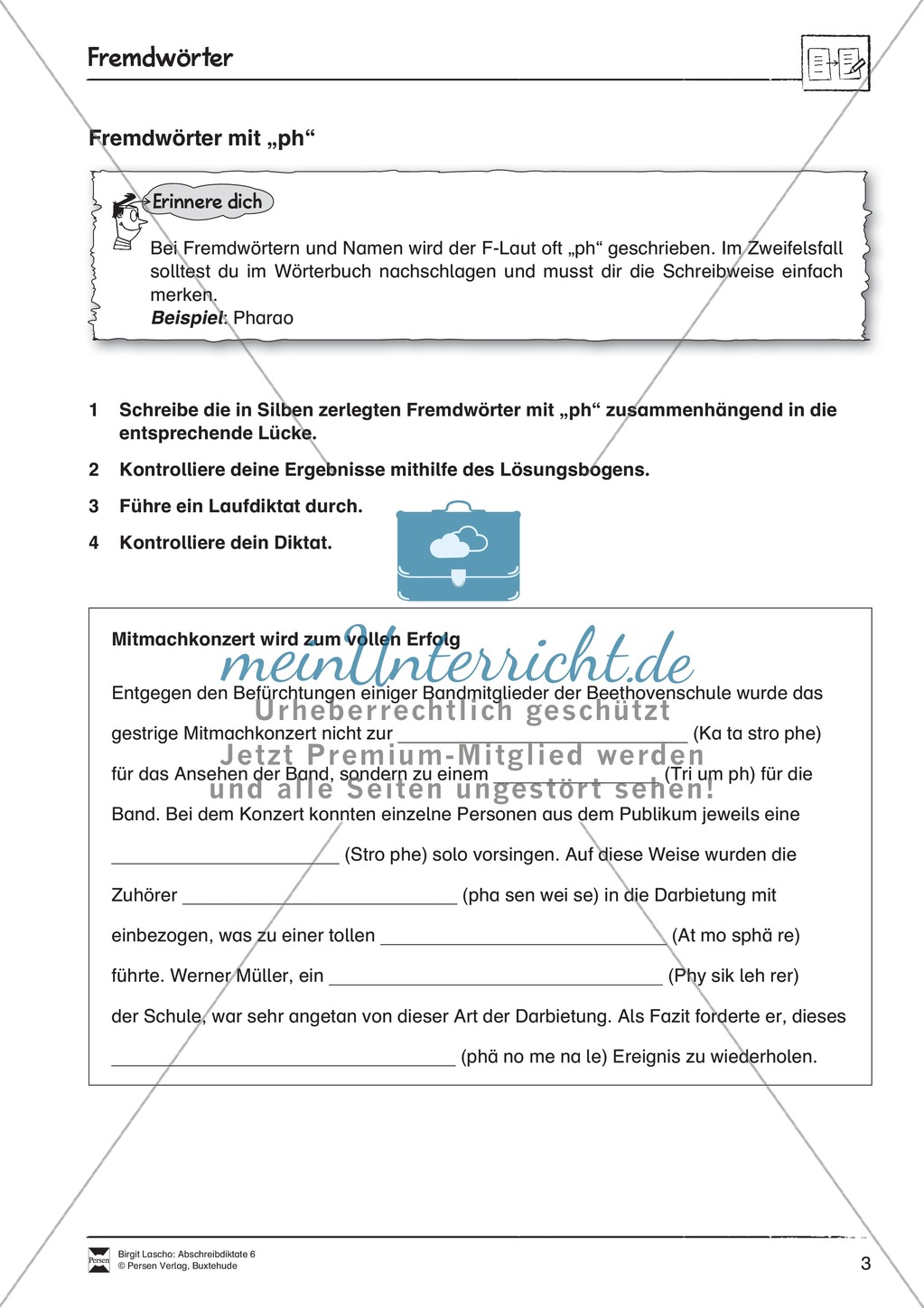Abschreibediktate: Fremdwörter mit