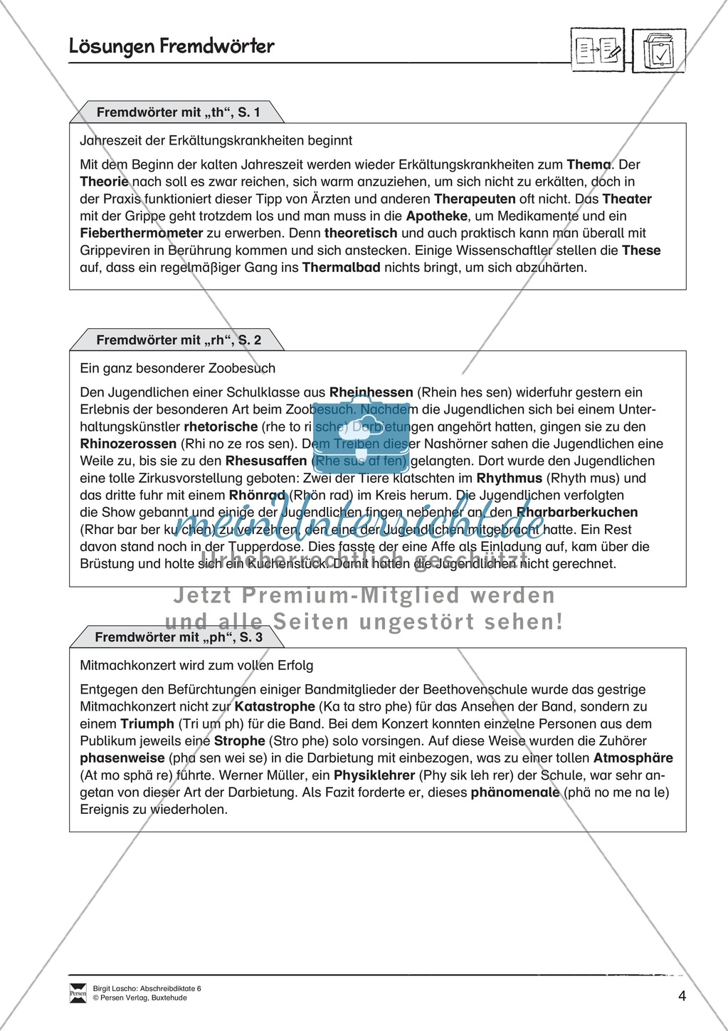 Abschreibediktate: Fremdwörter mit