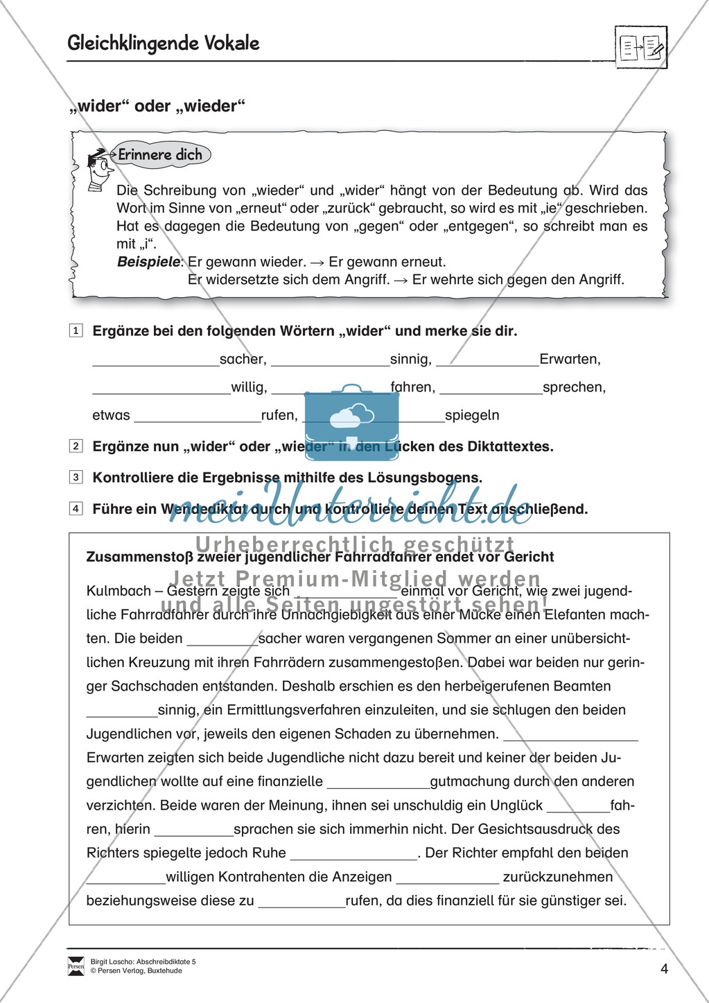 Abschreibdiktate: Gleichklingende Vokale - Wortlücken Preview 4