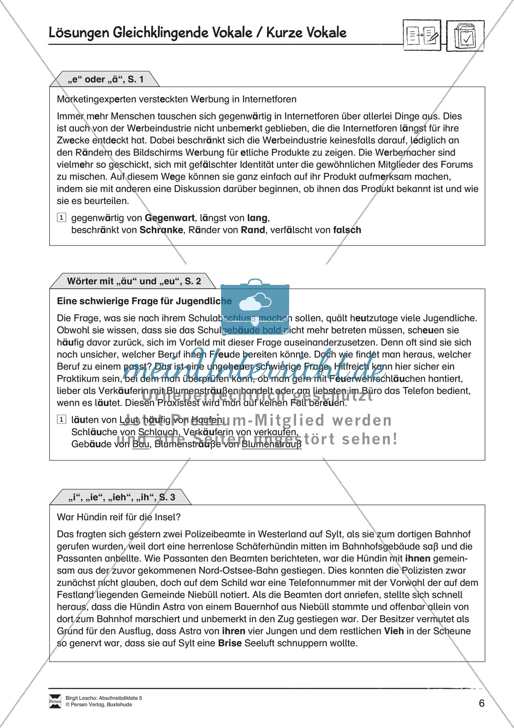 Abschreibdiktate: Gleichklingende Vokale - Wortlücken Preview 5