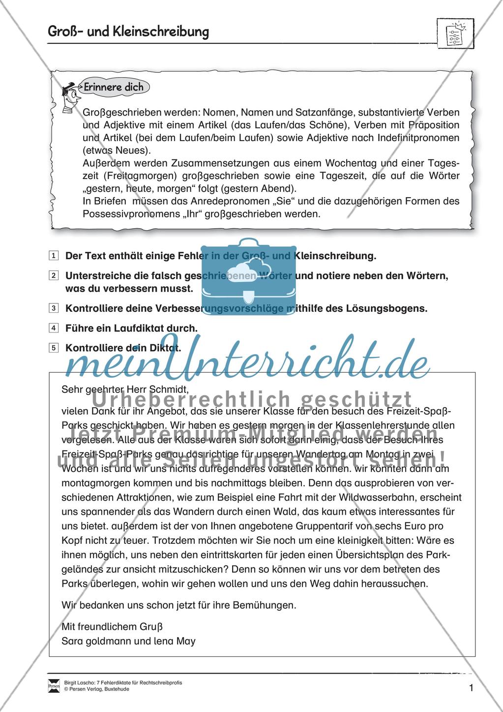 Rechtschreibtraining anhand von Fehlerdiktaten - Groß- und Kleinschreibung + Getrennt- und Zusammenschreibung Preview 1