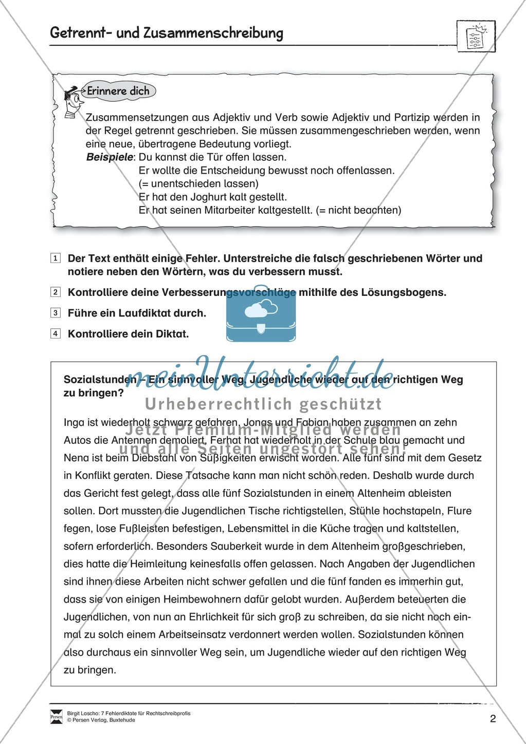 Rechtschreibtraining anhand von Fehlerdiktaten - Groß- und Kleinschreibung + Getrennt- und Zusammenschreibung Preview 2