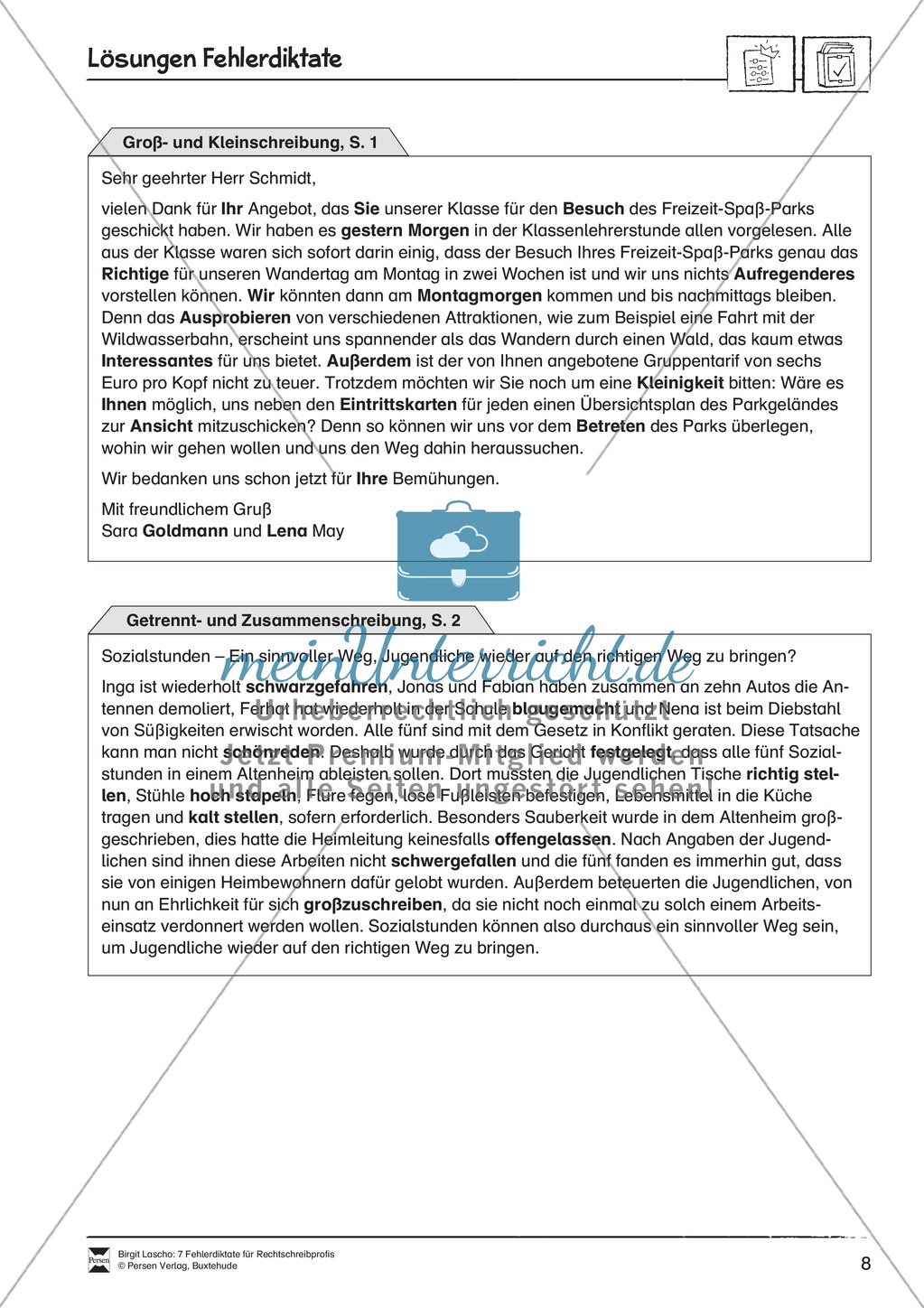 Rechtschreibtraining anhand von Fehlerdiktaten - Groß- und Kleinschreibung + Getrennt- und Zusammenschreibung Preview 3