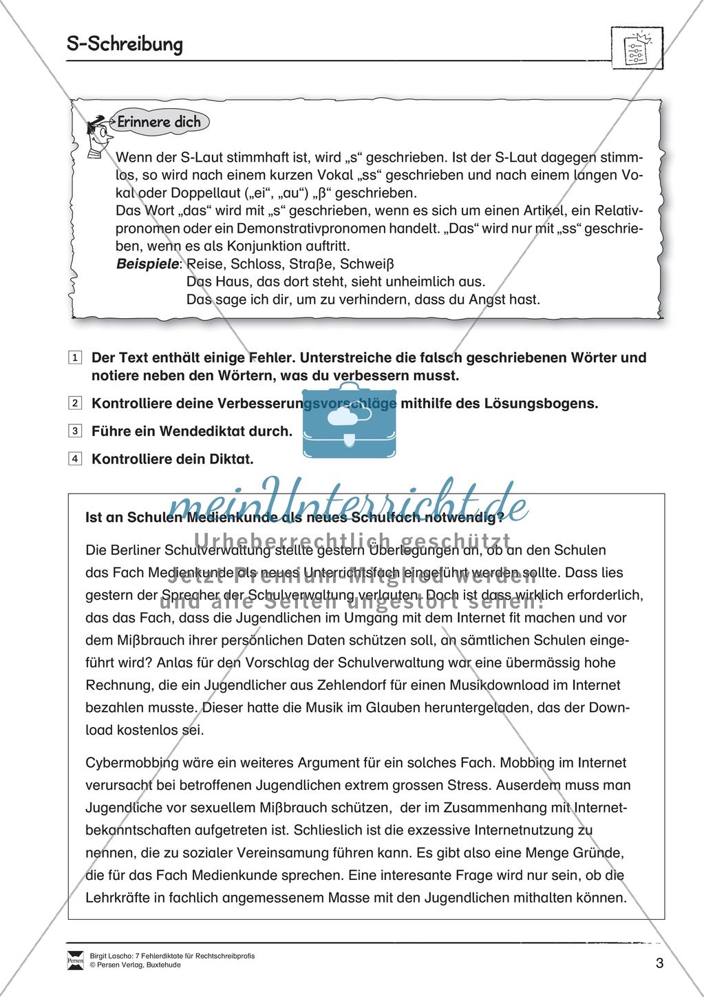 Rechtschreibtraining anhand von Fehlerdiktaten - S-Schreibung + ähnliche Konsonanten Preview 1