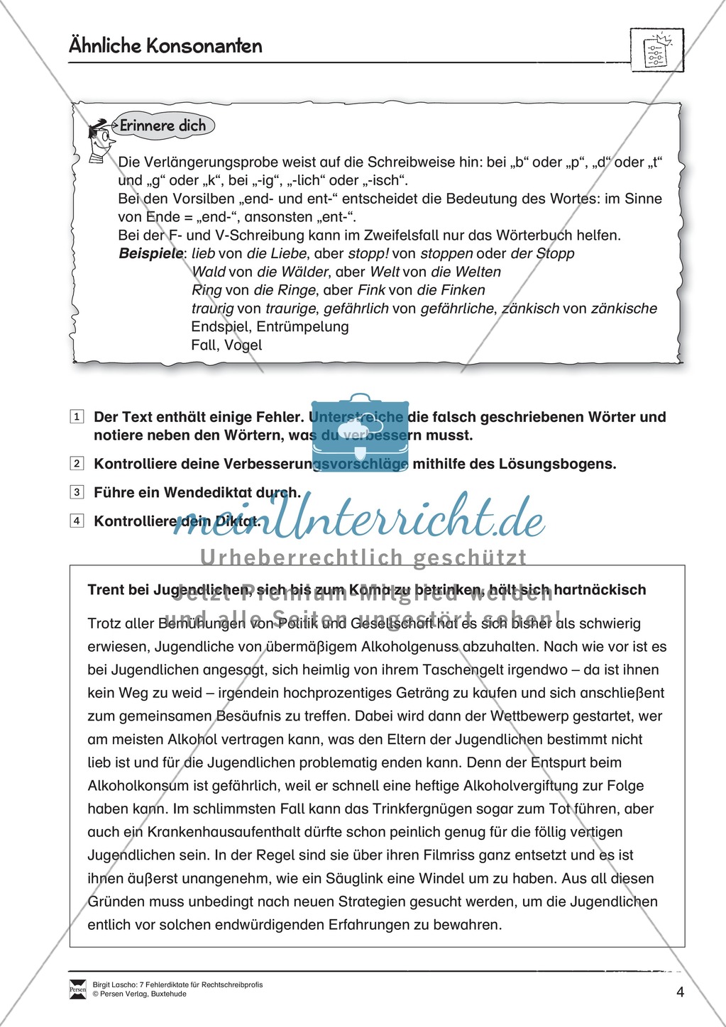 Rechtschreibtraining anhand von Fehlerdiktaten - S-Schreibung + ähnliche Konsonanten Preview 2