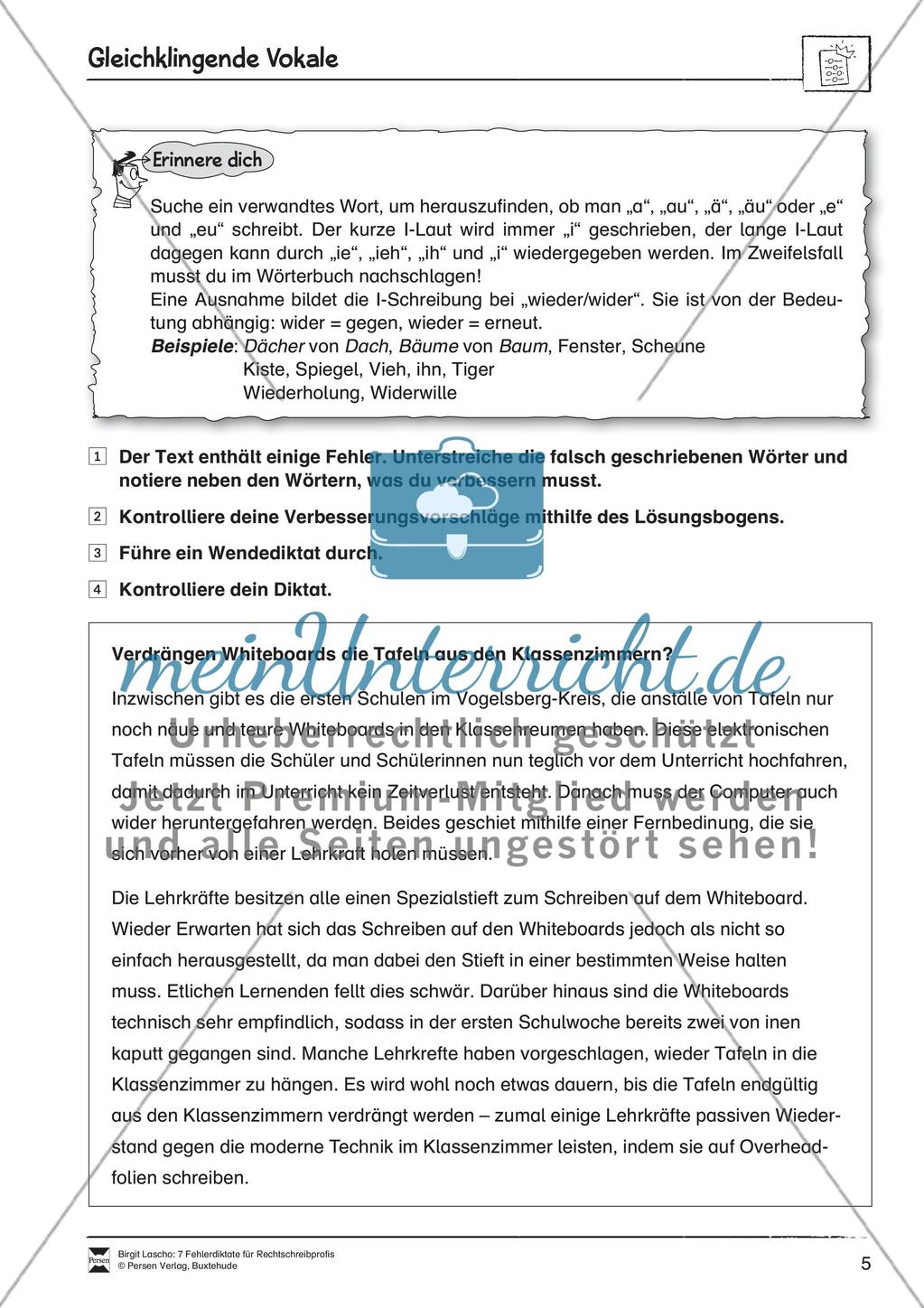 Rechtschreibtraining anhand von Fehlerdiktaten - Gleichklingende und kurze Vokale Preview 1