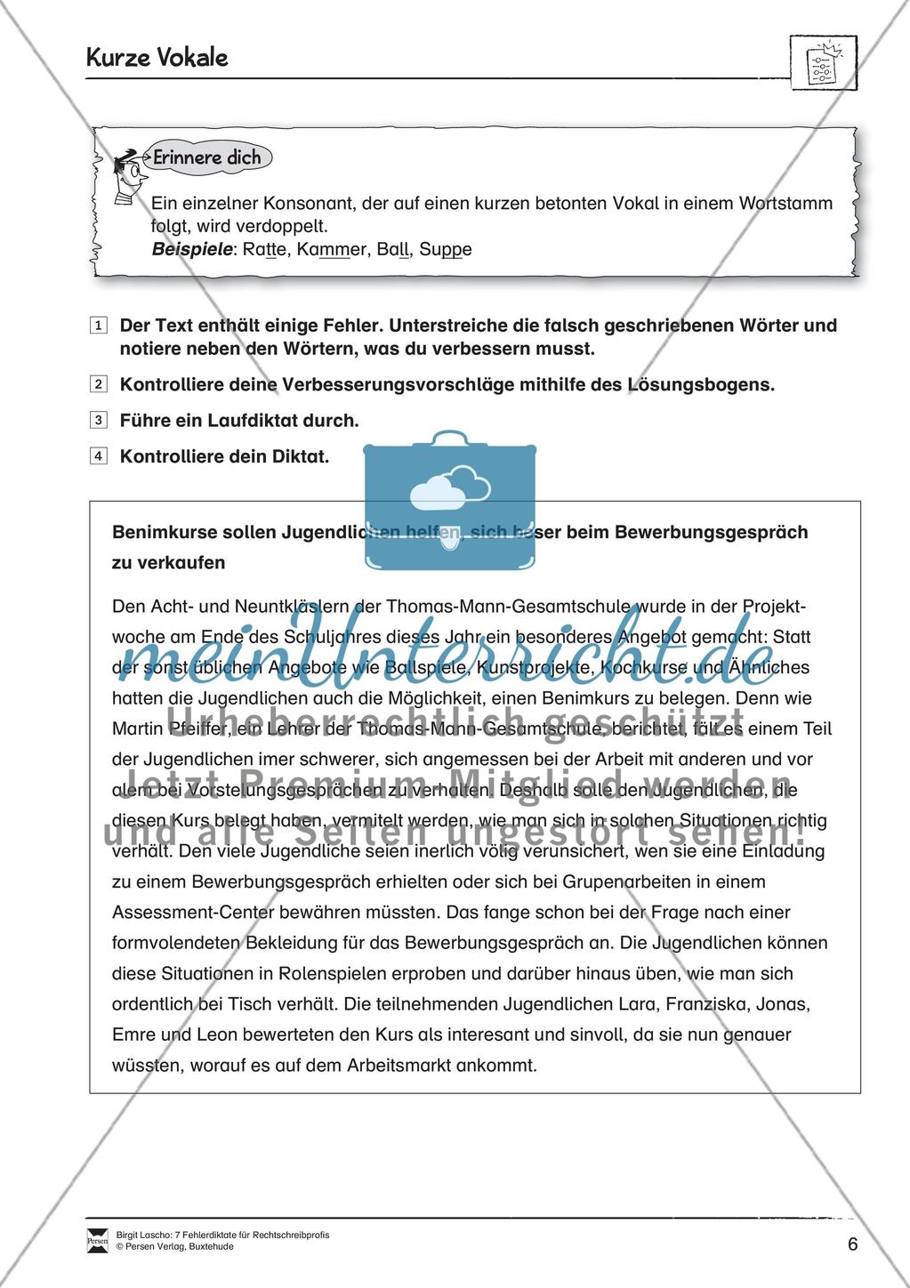 Rechtschreibtraining anhand von Fehlerdiktaten - Gleichklingende und kurze Vokale Preview 2