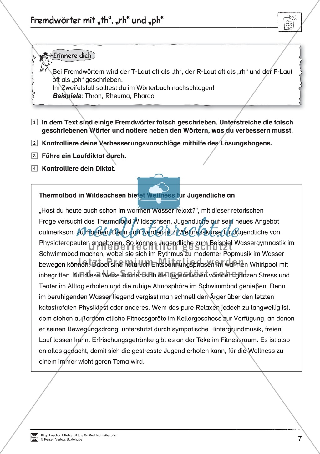 Rechtschreibtraining anhand von Fehlerdiktaten - Fremdwörter mit