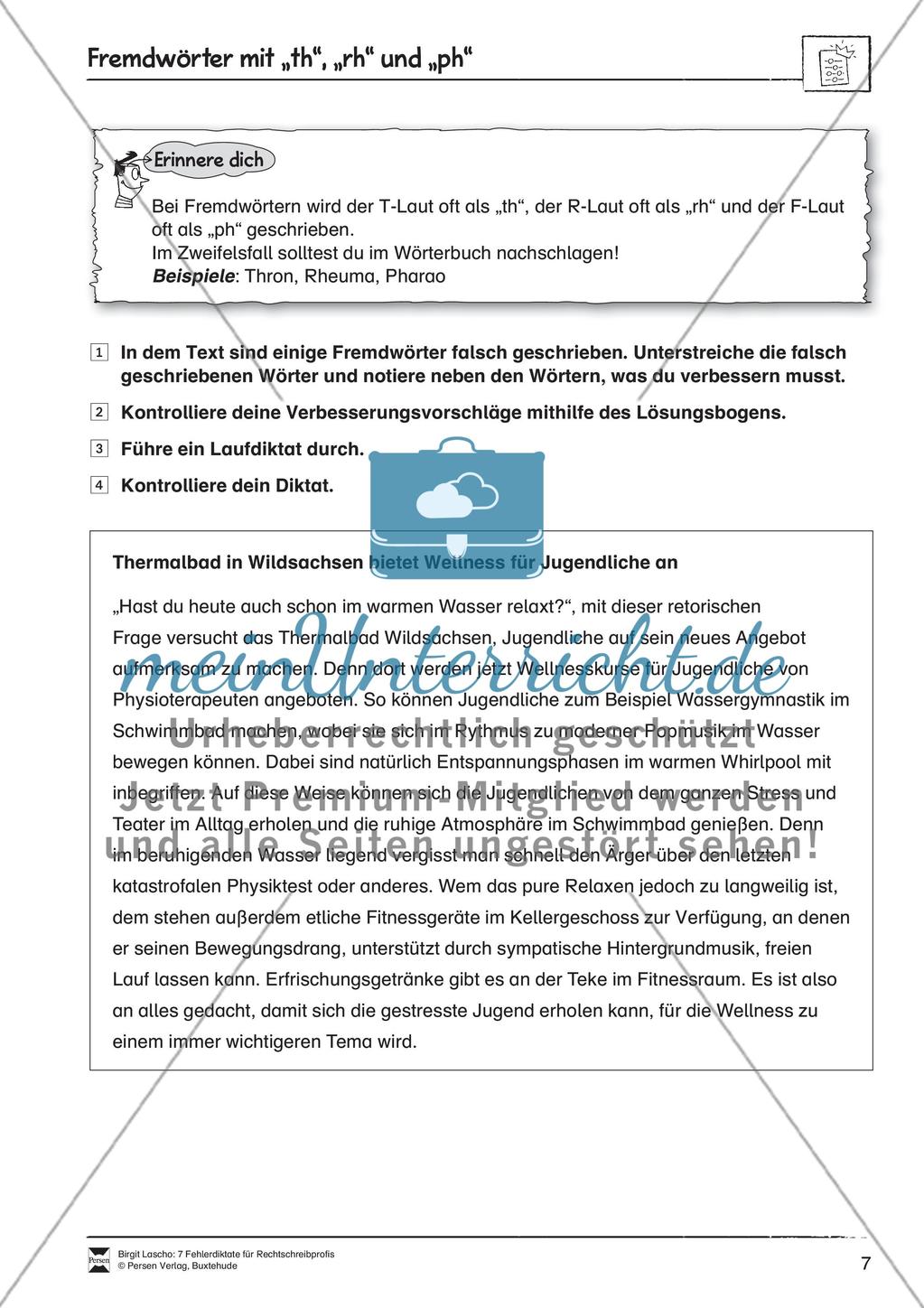 Rechtschreibtraining anhand von Fehlerdiktaten - Fremdwörter mit
