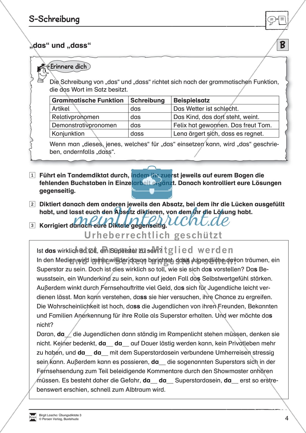 Übungsdiktate: S-Schreibung Preview 4