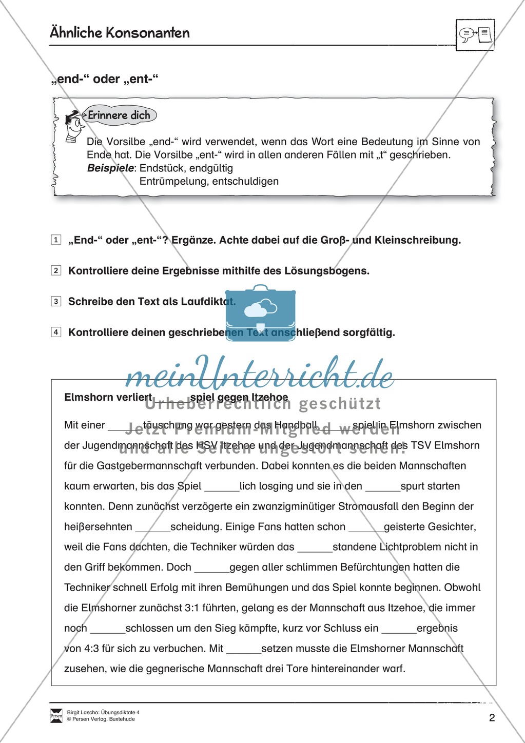 Übungsdiktate: Ähnliche Konsonante - Wortlücken Preview 2