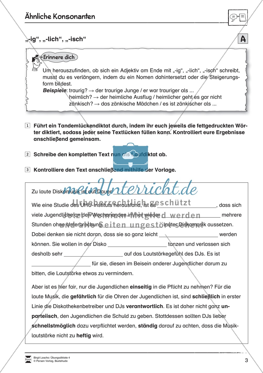 Übungsdiktate: Ähnliche Konsonante - Wortlücken Preview 3