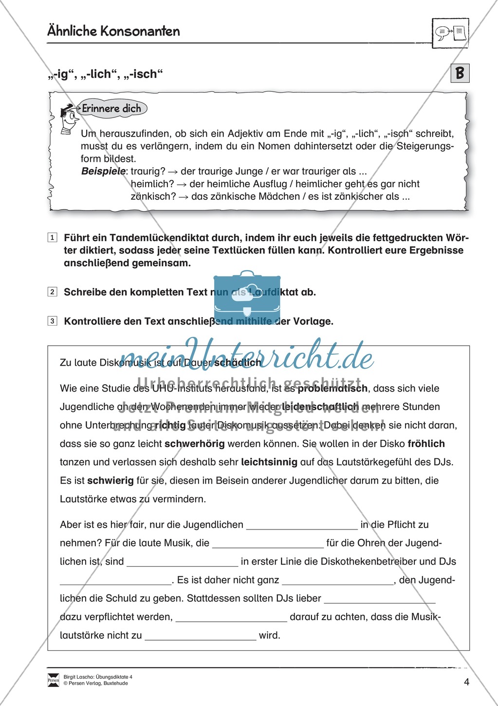 Übungsdiktate: Ähnliche Konsonante - Wortlücken Preview 4