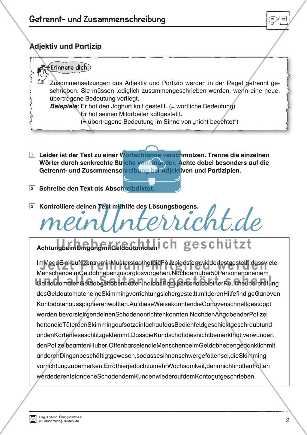 Übungsdiktate: Getrennt- und Zusammenschreibung Preview 2