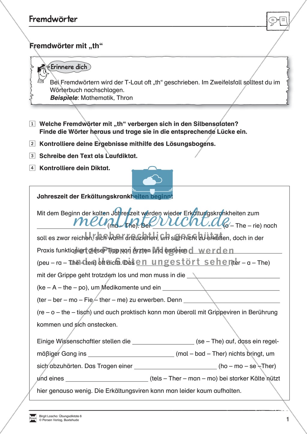 Übungsdiktate: Fremdwörter Preview 1