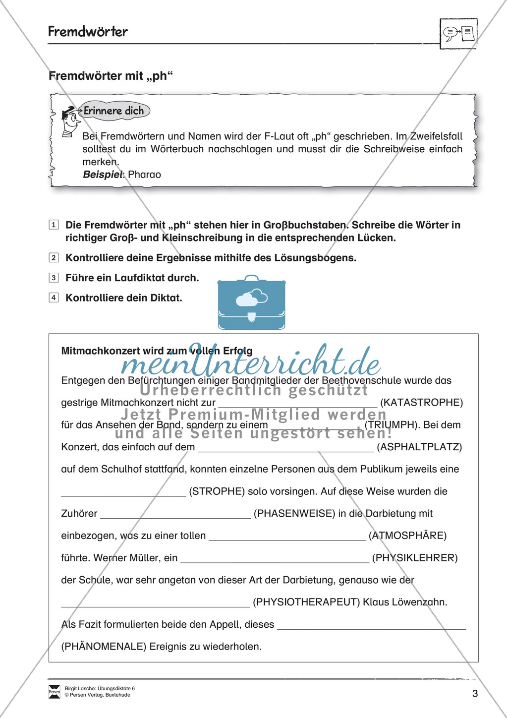 Übungsdiktate: Fremdwörter Preview 3