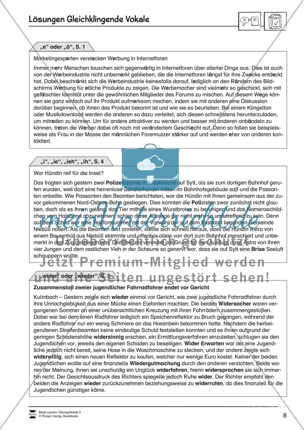 Übungsdiktate: Gleichklingende Vokale Preview 6