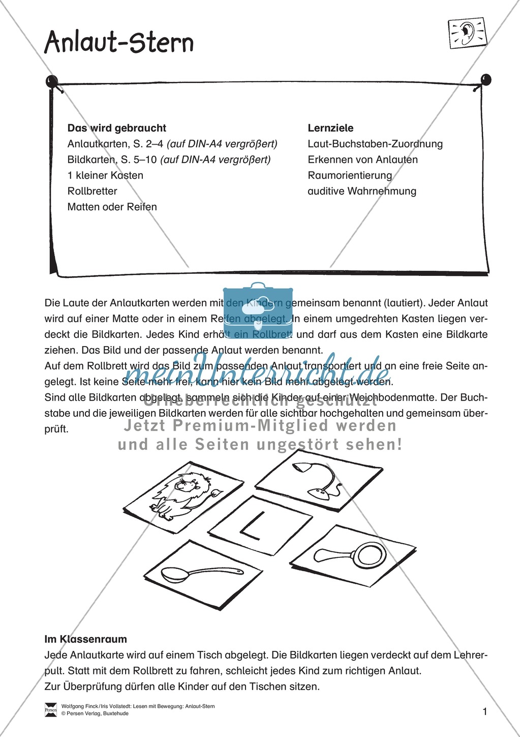 Anlaute: Bilder und Kartenspiel zur Förderung der phonologischen Bewusstheit Preview 1