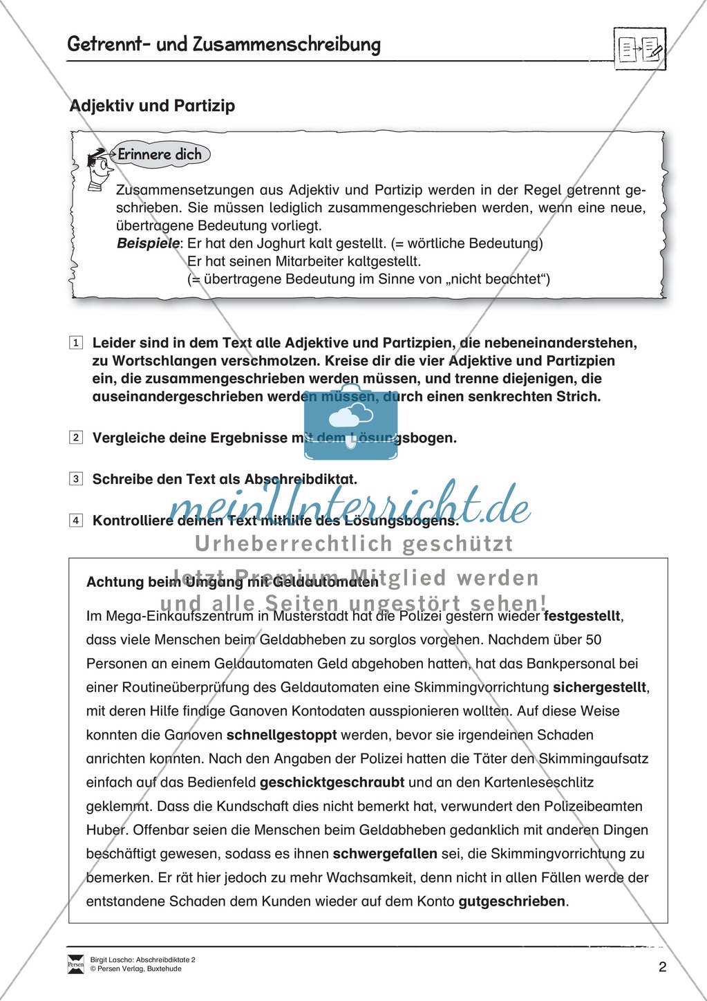 Abschreibdiktate: Getrennt- und Zusammenschreibung Preview 2
