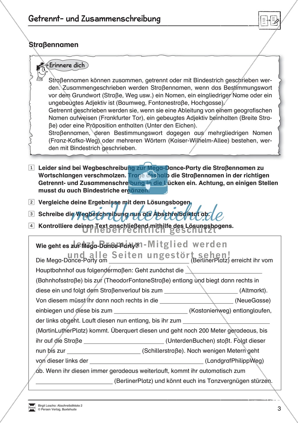 Abschreibdiktate: Getrennt- und Zusammenschreibung Preview 3
