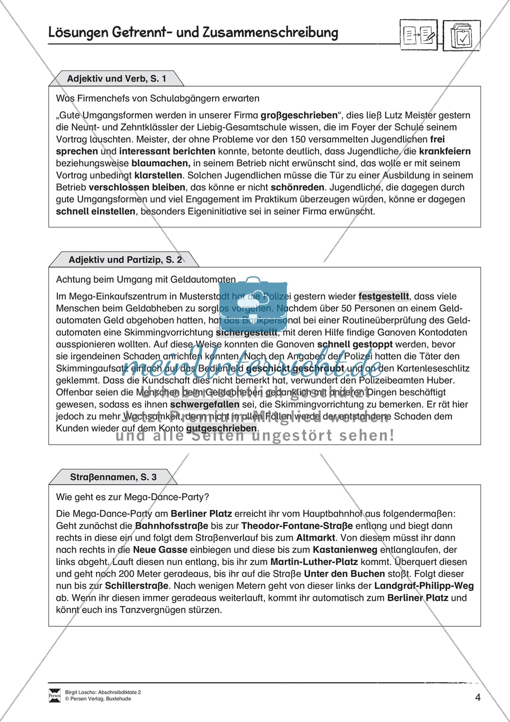 Abschreibdiktate: Getrennt- und Zusammenschreibung Preview 4