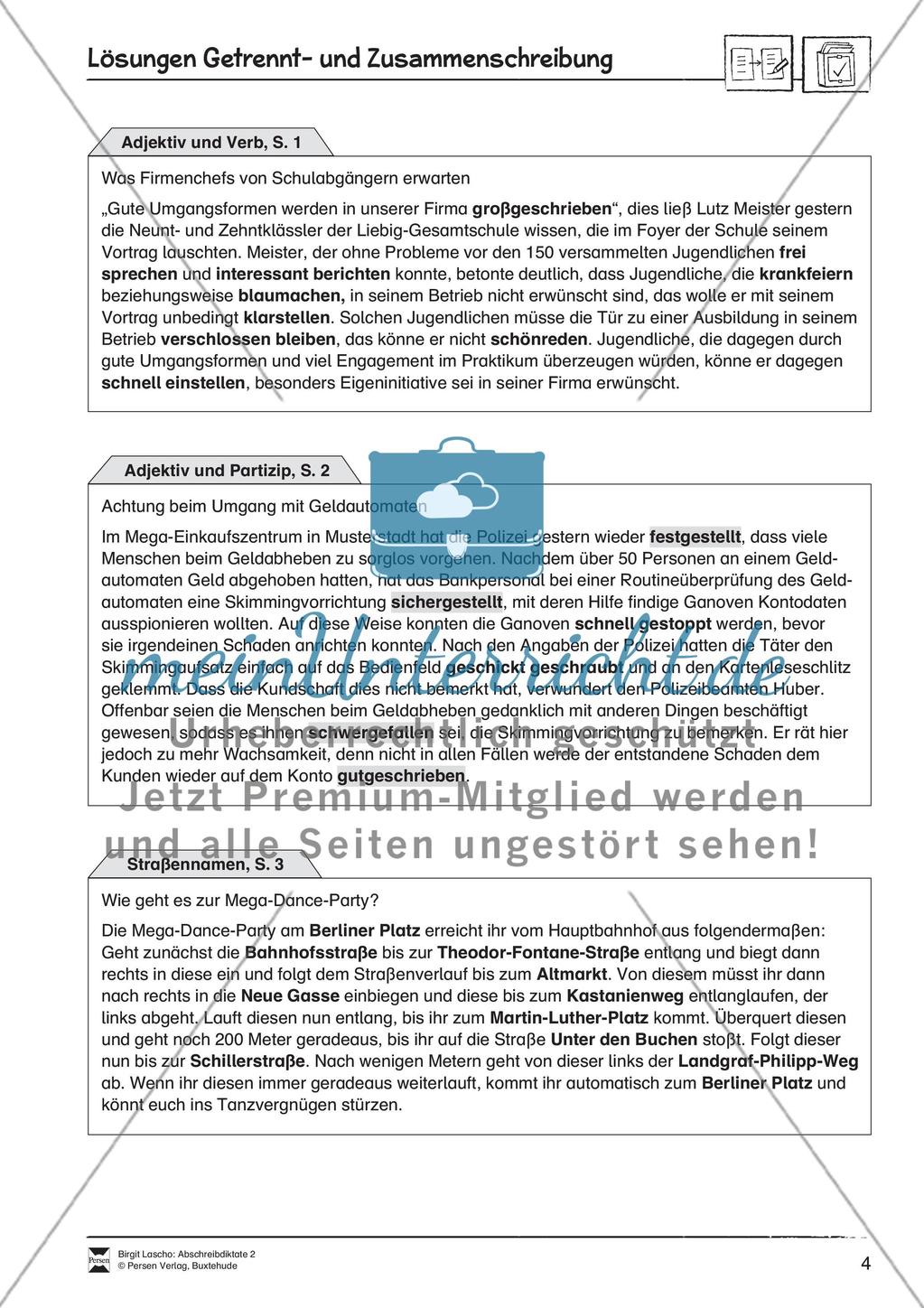 Abschreibdiktat: Getrennt und Zusammenschreibung von Adjektiv + Partizip Preview 2