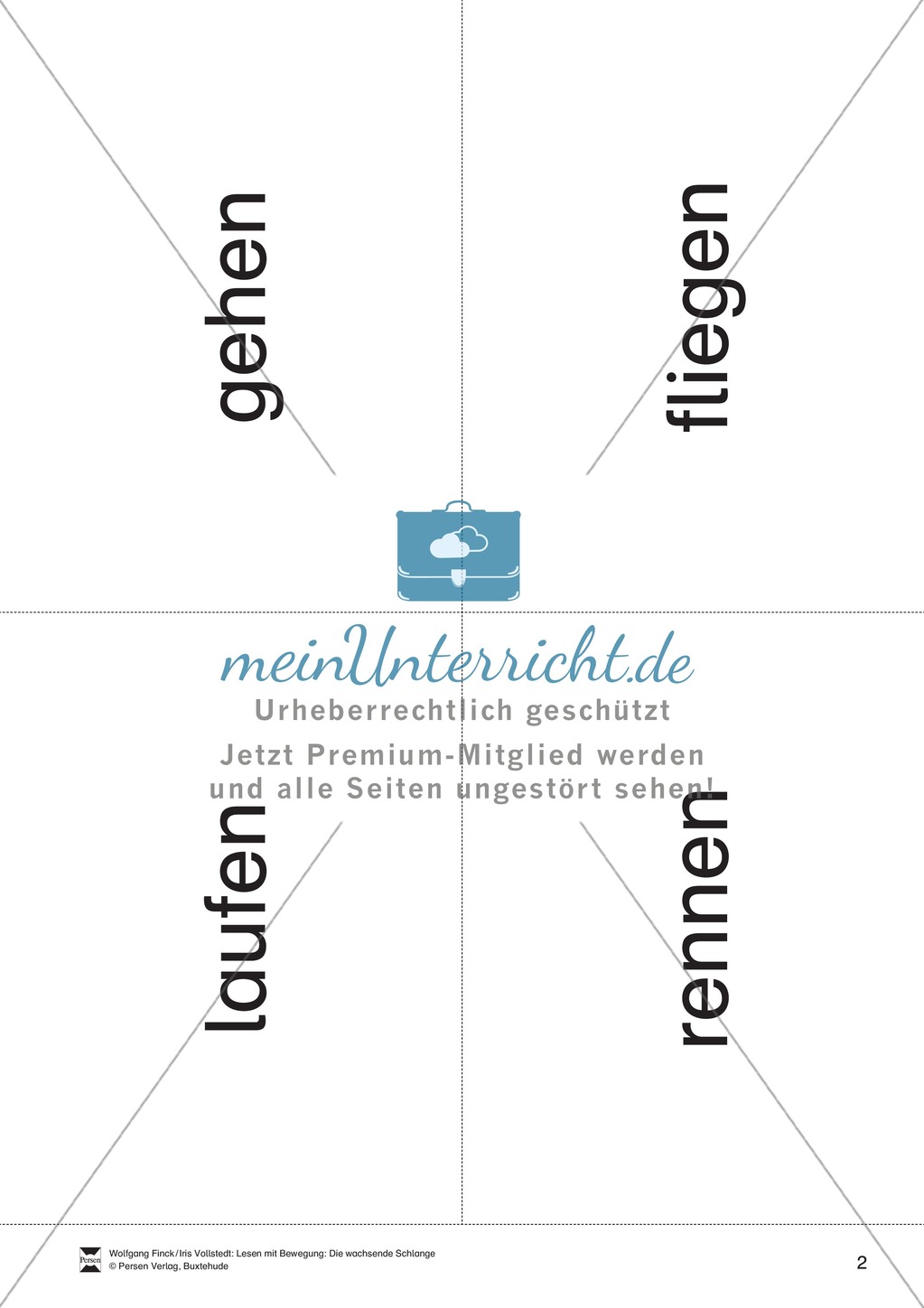 Lesen mit Bewegung: die wachsende Schlange mit Verbkarten Preview 2